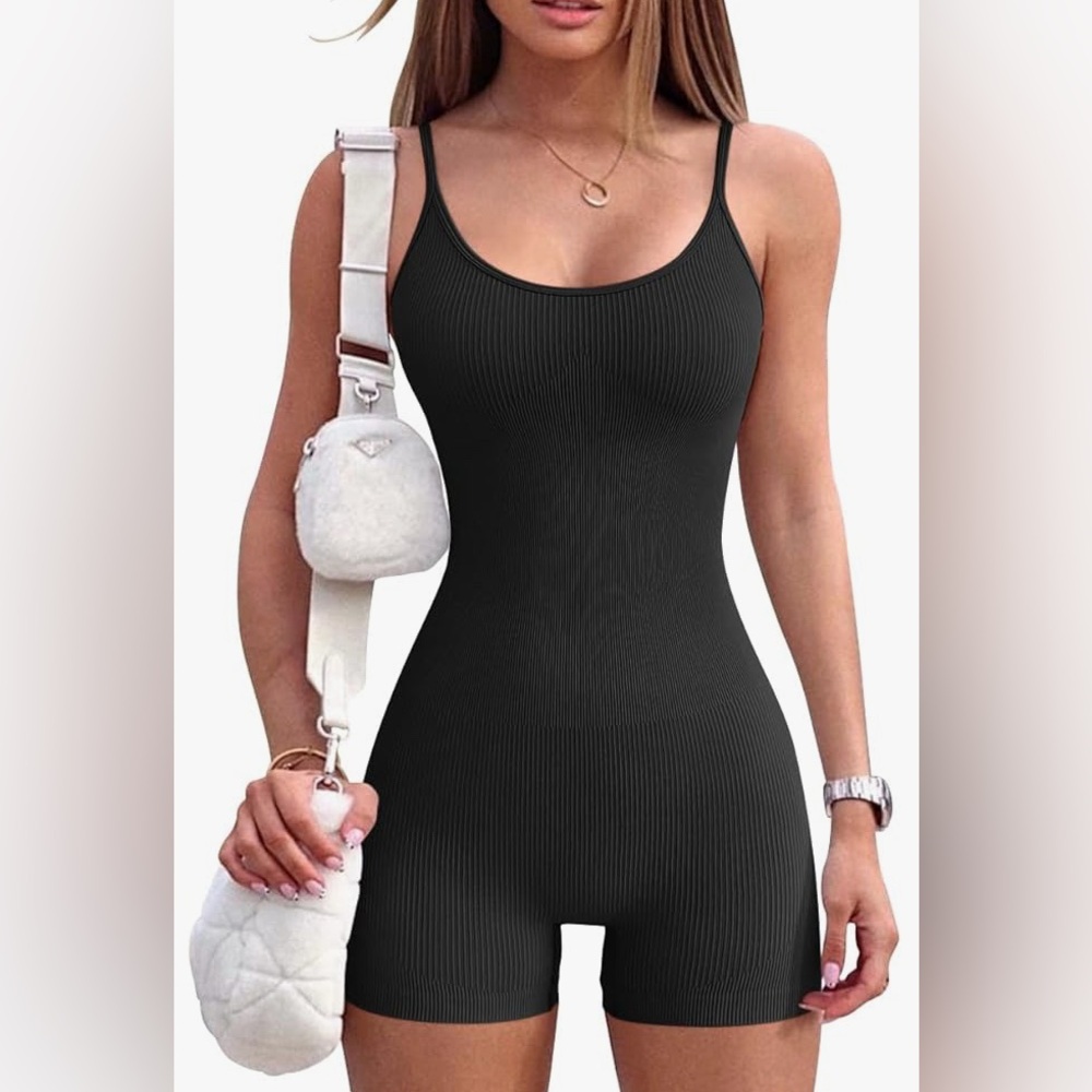 Women’s Black Ribbed tank Jumpsuit